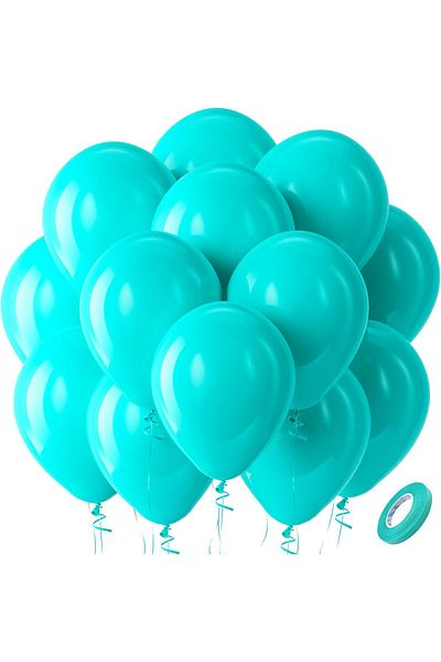 Home Zone 100 Pack 12 inch Teal Round Helium Balloons for Wedding