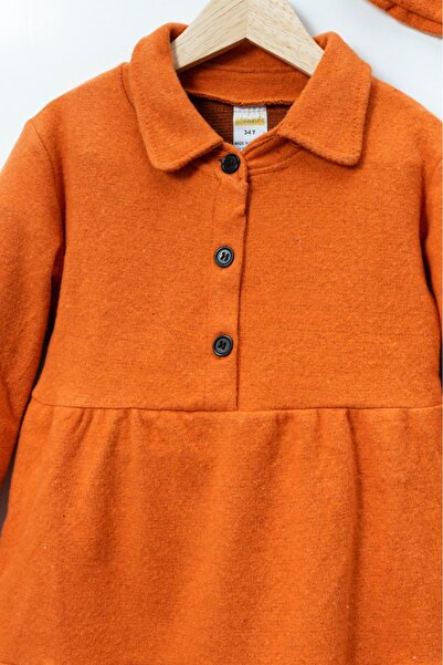 aden kids Kırçılı Kaşe Kız Çocuk Elbisesi (3-8 YAŞ) - Şapkalı, Kışa Özel Tasarım