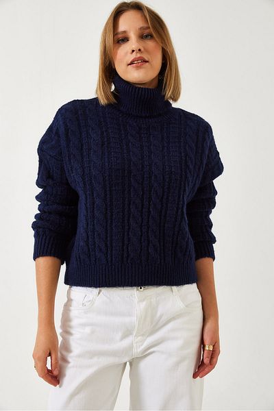 Bianco Lucci Damen-Strickpullover mit Rollkragenmuster 20246940