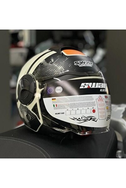 Sway 737 Şeffaf Vizörlü Güneş Gözlüklü Yarım Motosiklet Scooter Kaskı 2XL Bed...