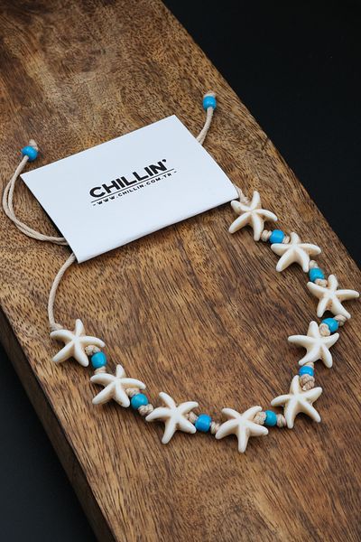 Chillin' Starfish Shaped Women's Beach Jewelry - Natural Stone Anklet Bracelet with String and Beads