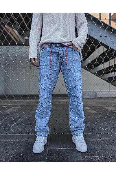 Erkek Bağcık Detaylı Regular Fit Denim Pantolon