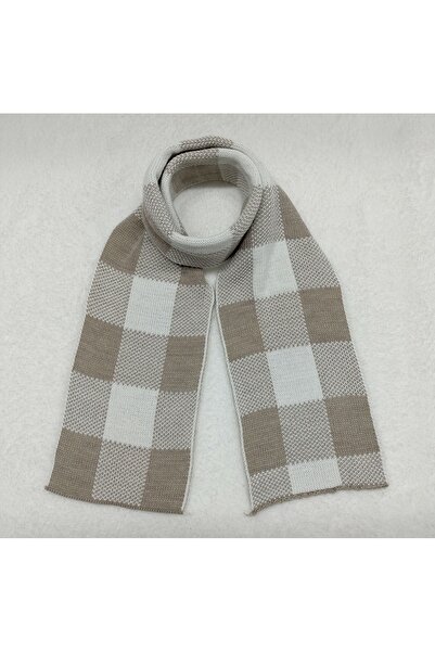 Sevimli Knitwear Plaid Patterned Long Scarf