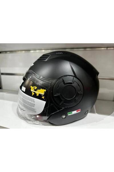 Sway 766 Geko Güneş Gözlüklü Yarım Motosiklet Kaskı 2XL Beden Mat Black