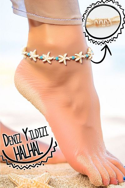 Chillin' Starfish Shaped Women's Beach Jewelry - Natural Stone Anklet Bracelet with String and Beads