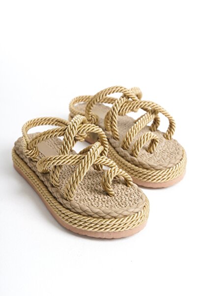 wense Γυναικεία Ψάθινα Σανδάλια Σαγιονάρες Ψηλή Μαλακή Σόλα