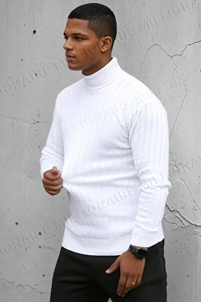 Millionaire Pulover de iarnă cu gât alb pentru bărbați