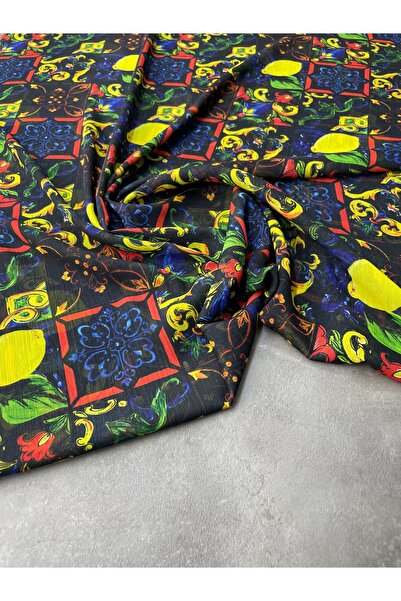 ipekkumaş Το ύφασμα σιφόν με λεμόνι ουζμπεκικό μοτίβο φόρεμα πωλείται σε τεμά...