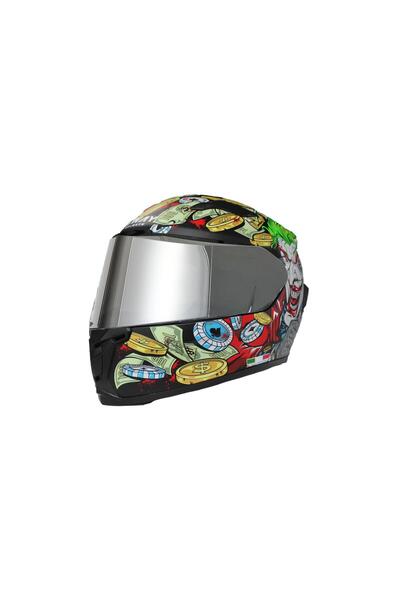 Sway 820 Full Face Aynalı Vizör Kapalı Motosiklet Kaskı M Beden Ugly Grey Green