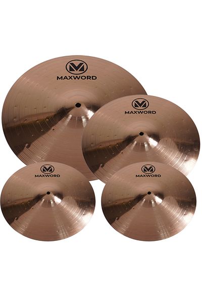Maxword My-40 Pro B8 Cymbal Drum Cymbal Set (2X14'' Hi Hat 16'' and 18'' Crash/Ride)