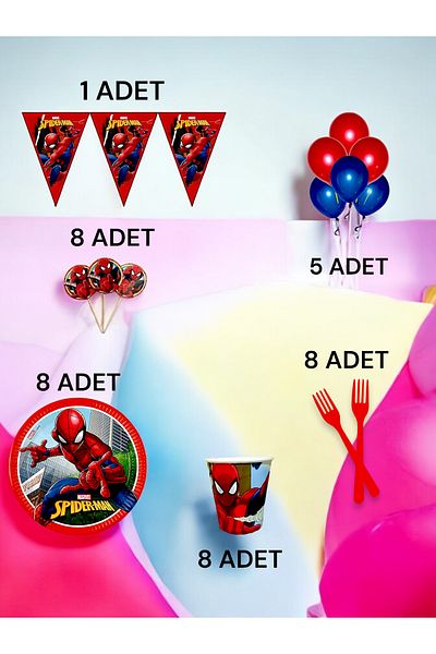 VibeHome 8 Person Spiderman Themed m Pack - Birthday Party and Fun Events