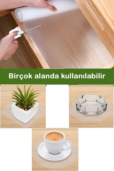 ŞEHRİMOSTARKIRK1 3 Meters Pvc Transparent Coating Non-Slip In-Cabinet Non-Slip Eva Shelf Cover