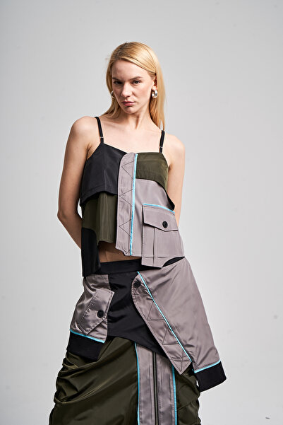 tw3 Блуза чорного та хакі кольору