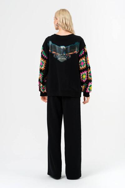 tw3 Crochet Detailed Printed Design Women's Jacket