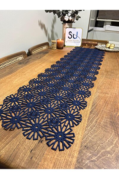 EHA LAZER Runner cu flori largi albastru închis