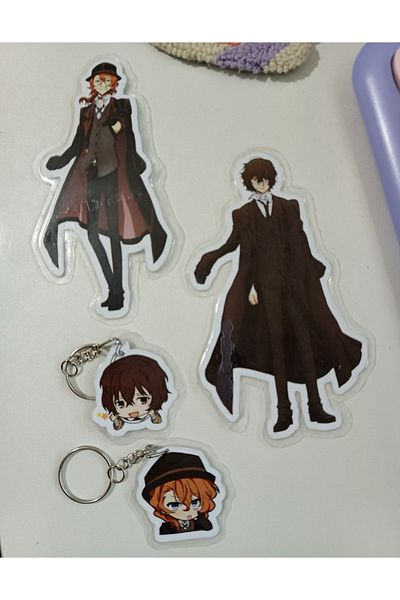 nihonwosekai Bungou Stray Dogs Anime Bookmark Keychain Set Pvc Lamination Coating