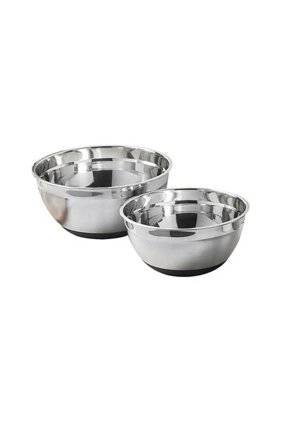 Karaca 2 Piece Stainless Steel Mixing Bowl Set, Silver