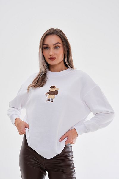 Pulli Collection Πλεκτό φούτερ με κεντημένο αρκουδάκι εκρού