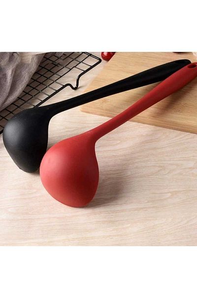 elfnur (2 Pcs Resistant Fireproof Non-Stick Pan Anti-Scratch Silicone Food Ladle