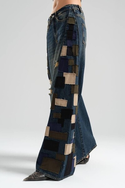 tw3 Φαρδύ τζιν - με κοψίματα στο πλάι και ελαστική ζώνη στην πλάτη