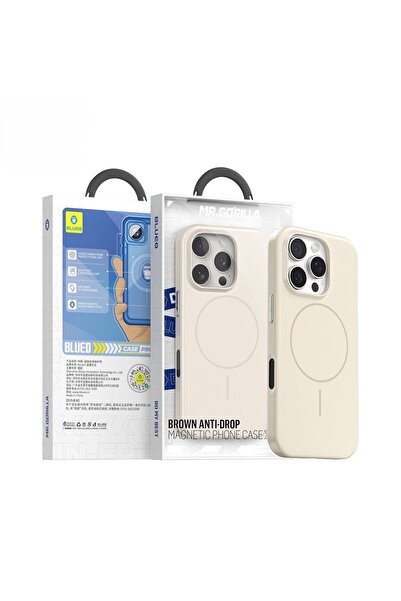 BLUEO iPhone 16 Pro Max Uyumlu Brown Series Anti-Drop Magsafe Özellikli Krem ...