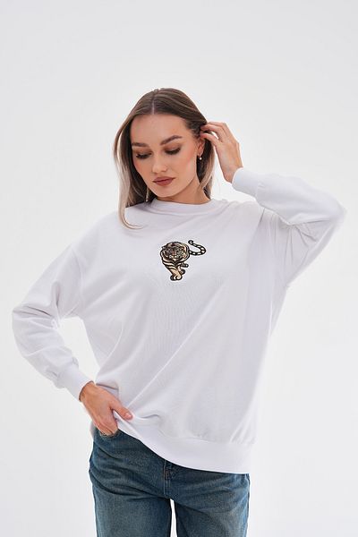Pulli Collection Πλεκτό φούτερ με κεντητό λιοντάρι εκρού