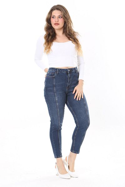 Şans Ψηλόμεσο τζιν Lycra - Plus Size, Κύπελλο ραφές, Skinny Leg 65N38092