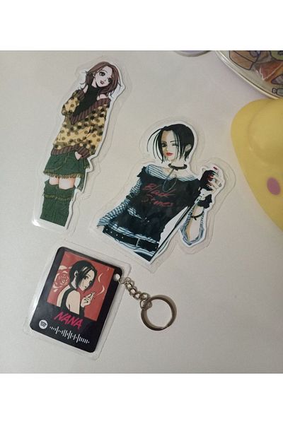 nihonwosekai Nana Anime Bookmark Keychain Set Pvc Lamination Coating