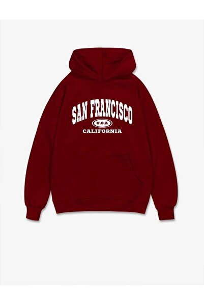 KOZİA OUTDOORS malkoçbey μπορντό με κουκούλα υπερμεγέθη unisex φούτερ