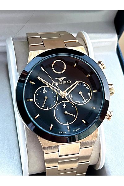 FERRO 30 Mt Water Resistant Steel Cord No Darkening Color Throwing Men's Wrist Watch Vs.Blkt.0045