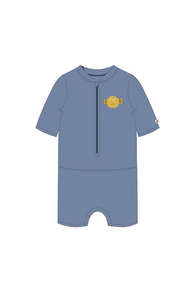 Decathlon Costum de baie Nabaiji pentru bebeluși cu mânecă scurtă și pantaloni scurți cu protecție UV - albastru