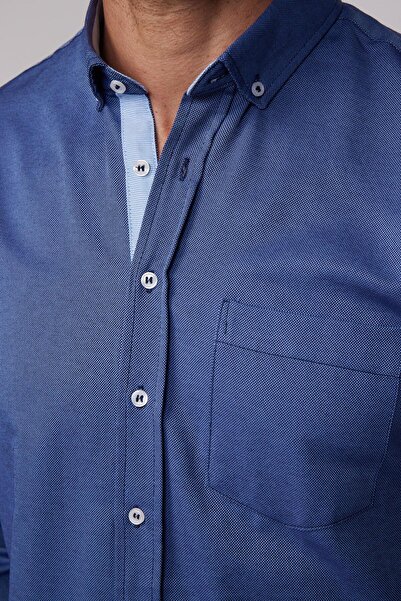 Tudors Erkek Regular Fit Klasik Kesim Düğmeli Yaka Pamuklu Kolay Ütü Oxford Düz Gömlek