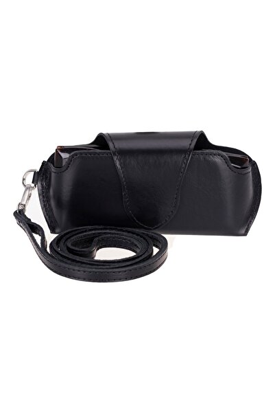 PLM Riviera Deri Askılı Gözlük Kılıfı Parlak Siyah