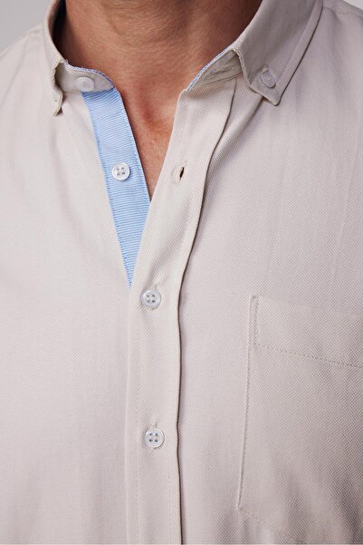 Tudors Erkek Regular Fit Klasik Kesim Düğmeli Yaka Pamuklu Kolay Ütü Oxford Düz Gömlek