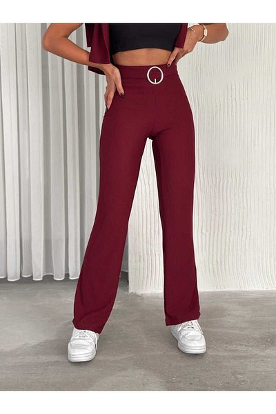 BE CHİC Women's High-Light Licra with Belt Detail Ballpack Pants Mnn4551