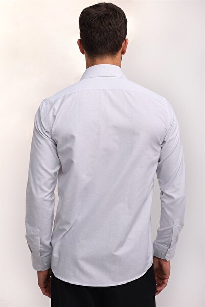 Tudors Erkek Regular Fit Klasik Kesim Pamuklu Kolay Ütü Çizgili Beyaz Gömlek