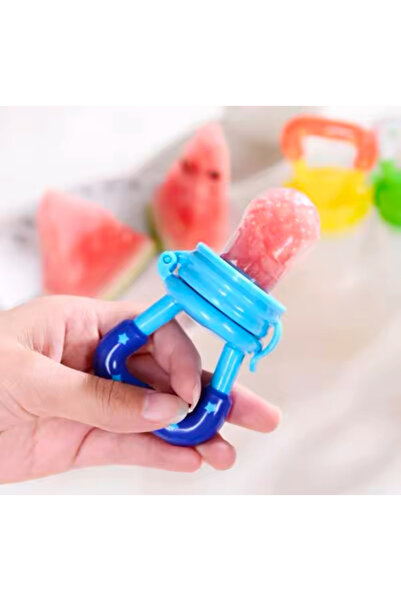 Vivaverse مصفاة فواكه للأطفال باللون الأزرق مقاس L مع عضاضة لعمر 10 أشهر