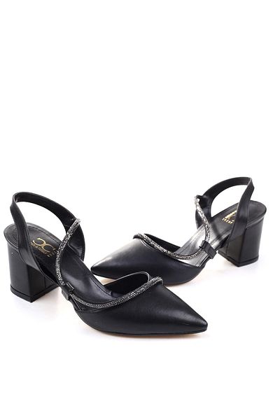 Ceylan 3909 Women's Stone Detailed Open Back 7 cm Heeled Shoes
