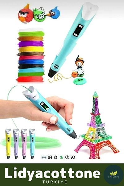 Lidyacottone 3D Pen Three-Dimensional Printer Pen Printer Special Production Bendable Abs Plastic 3D Children's Color Filament