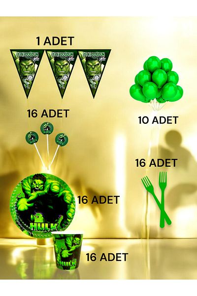 VibeHome Hulk Themed m Pack for 16 - Birthday Party and Fun Events