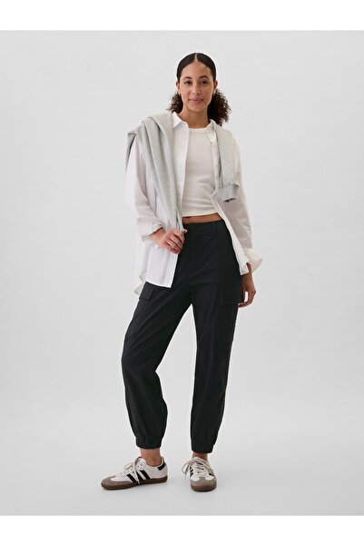 GAP Kadın Siyah Twill Downtown Jogger Pantolon