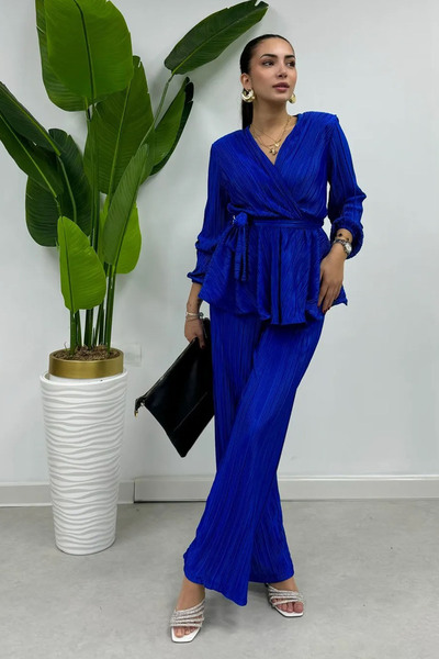 Swana Σετ πλισέ με λεπτή καλοκαιρινή φτερωτή Saks