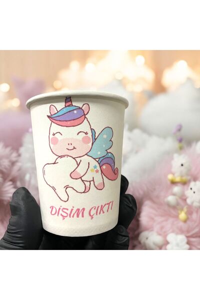 SBS Dişim çıktı-Diş Buğdayı temalı  Tek kullanımlık 7 Oz 50 Adet Karton Bardak