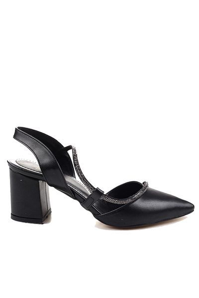 Ceylan 3909 Women's Stone Detailed Open Back 7 cm Heeled Shoes