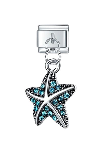 Dumledo Italian Steel Charm - Blue Stoned Starfish