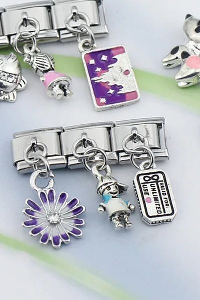 Dumledo Italian Charm - Purple Daisy Steel Pattern