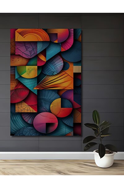 Teona Ahşap Model geometric abstract colorat, pictură decorativă din lemn MDF...