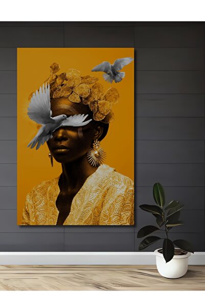 Teona Ahşap Femeie misterioasă și porumbei albi pictură decorativă din lemn MDF pictură dreptunghiulară