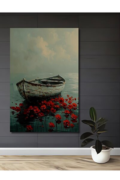 Teona Ahşap Pictură decorativă din MDF cu măcelar roșu și lemn de santal vechi, pictură dreptunghiulară