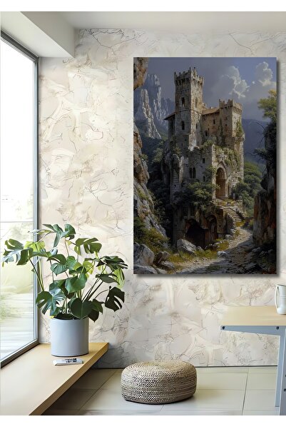 Teona Ahşap Medieval Castle Scenery Wood Mdf Decorative Home/Business Wall Pa...